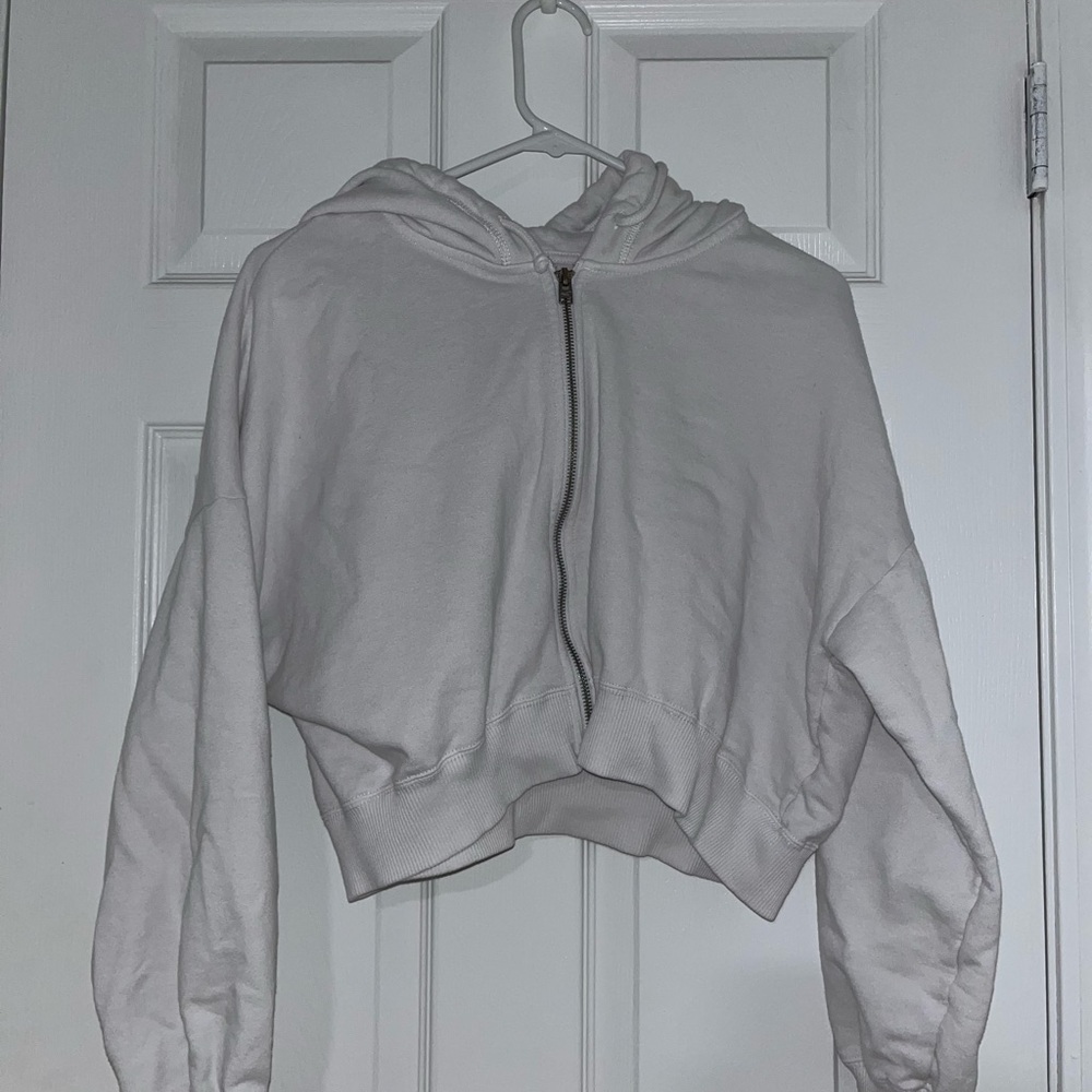 Women's White Zip-Up Hoodie